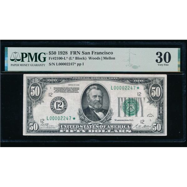 1928 $50 STAR San Francisco FRN PMG 30