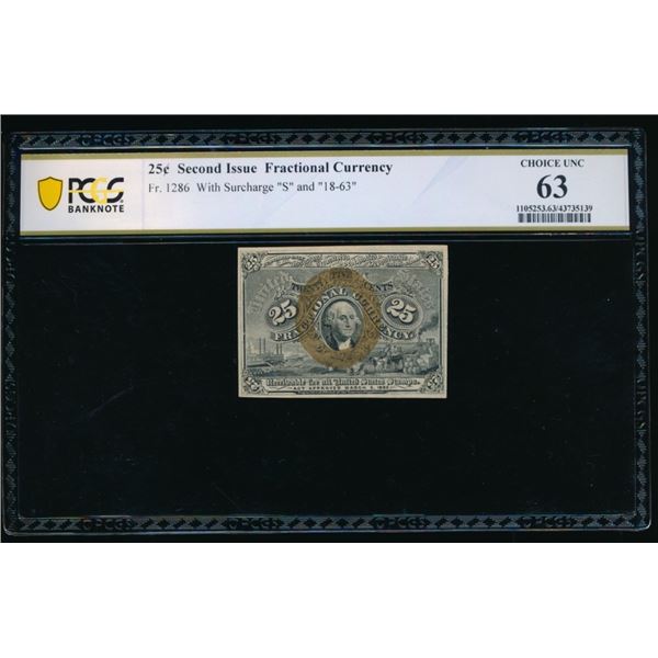 25 Cent Second Issue Fractional PCGS 63