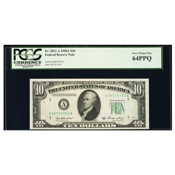 1950A $10 Boston FRN PCGS 64PPQ