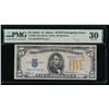 1934A $5 N Africa Mule Silver Certificate PMG 30