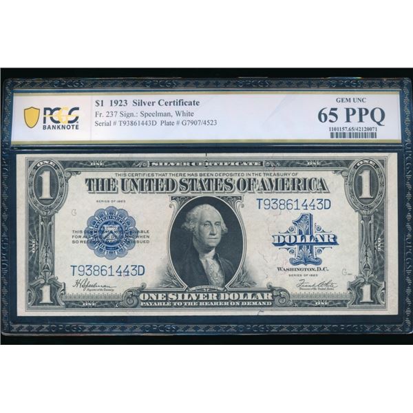 1923 $1 Silver Certificate PCGS 65PPQ
