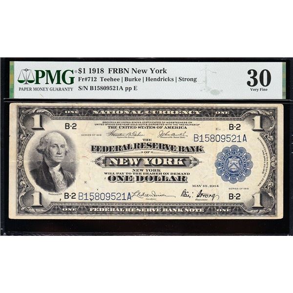 1918 $1 New York FRBN PMG 30