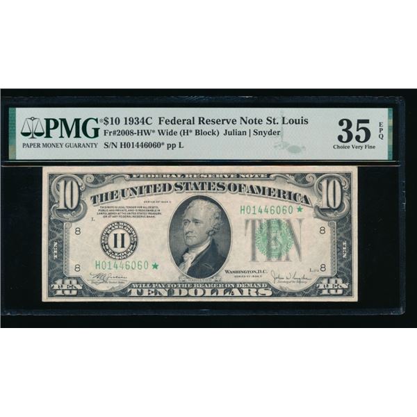 1934C $10 STAR St Louis FRN PMG 35EPQ