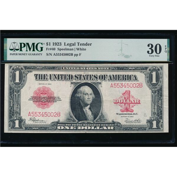 1923 $1 Red Seal Legal Tender Note PMG 30EPQ