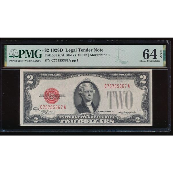 1928D $2 Legal Tender Note PMG 64EPQ