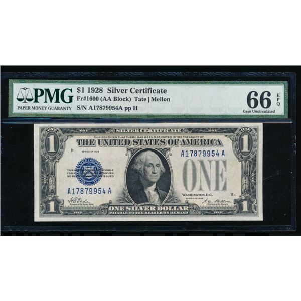 1928 $1 Silver Certificate PMG 66EPQ