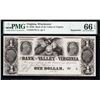 1840's $1 Winchester VA Obsolete PMG 66EPQ