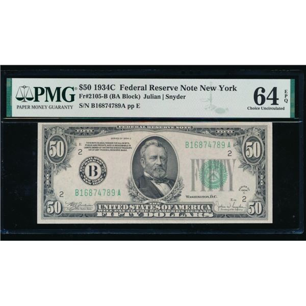 1934C $50 New York FRN PMG 64EPQ