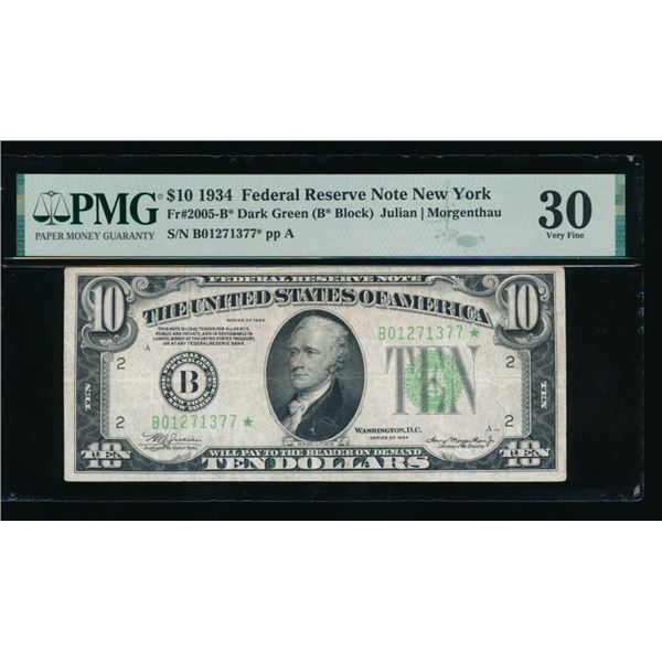 1934 $10 STAR New York FRN PMG 30