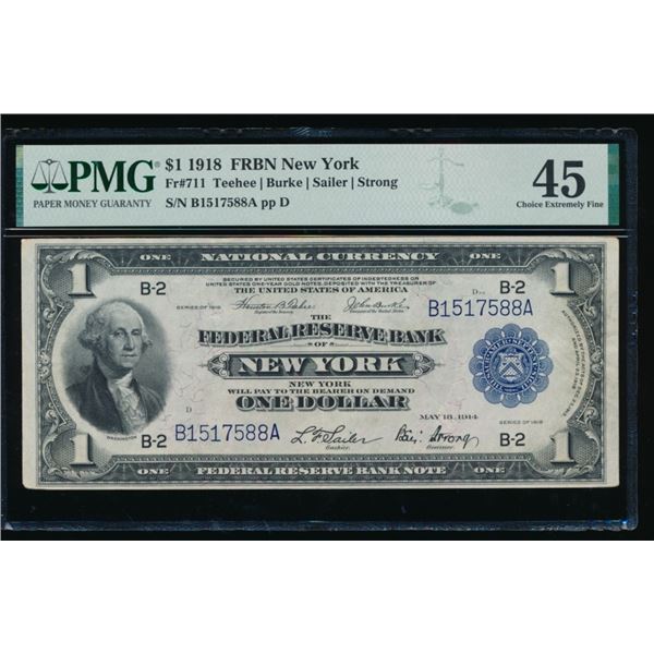 1918 $1 New York FRBN PMG 45