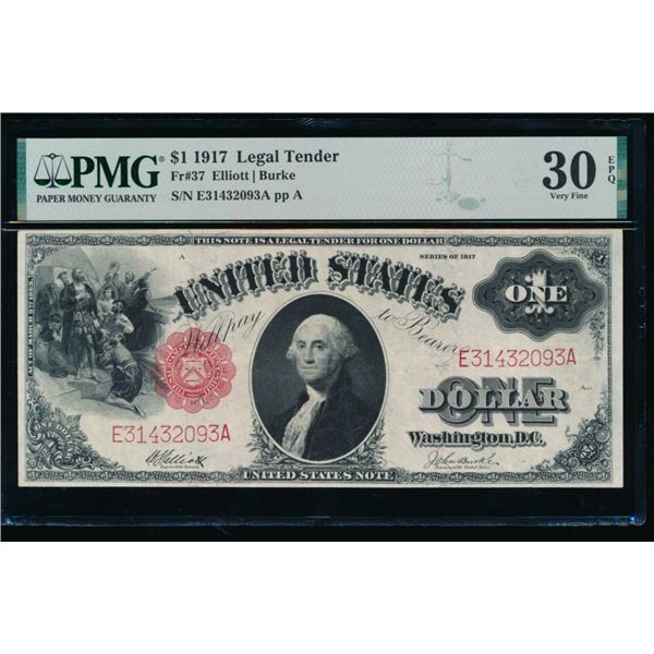 1917 $1 Legal Tender Note PMG 30EPQ