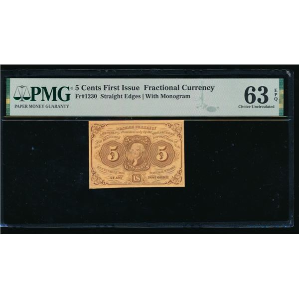 5 Cent First Issue Fractional PMG 63EPQ