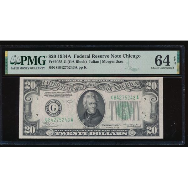 1934A $20 Chicago FRN PMG 64EPQ