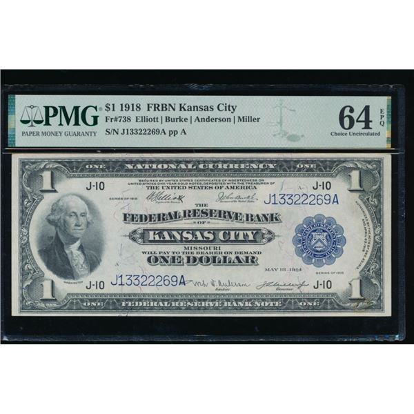 1918 $1 Kansas City FRBN PMG 64EPQ