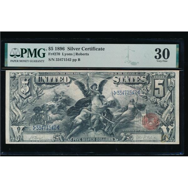 1896 $5 Educational Silver Certificate PMG 30