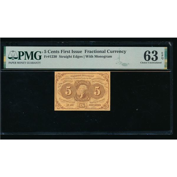 5 Cent First Issue Fractional PMG 63