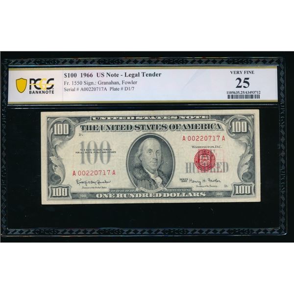 1966 $100 Legal Tender Note PMG 25