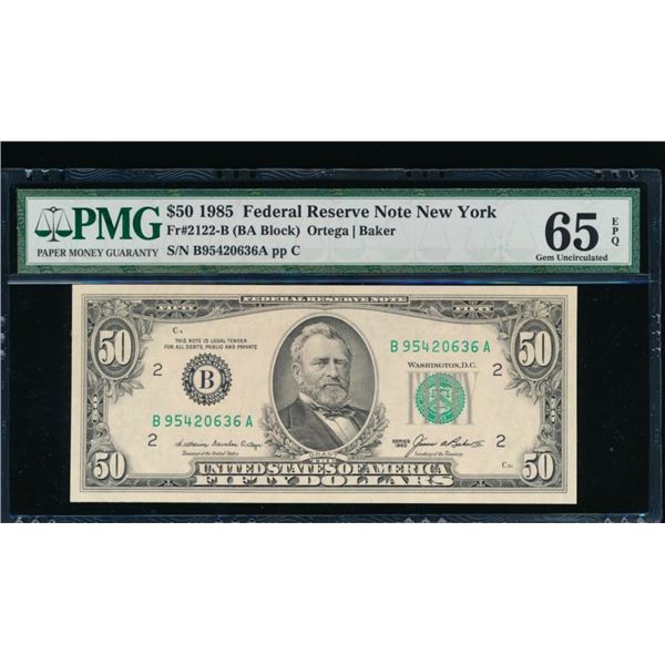 1985 $50 New York FRN PMG 65EPQ
