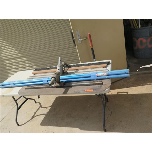 Concrete Finishing Tools: 36" Bull Flloat, 36" Fresno Trowel and 36" Broom w/ Poles