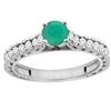 0.81 CTW Emerald & Diamond Ring 14K White Gold - REF-63M5A