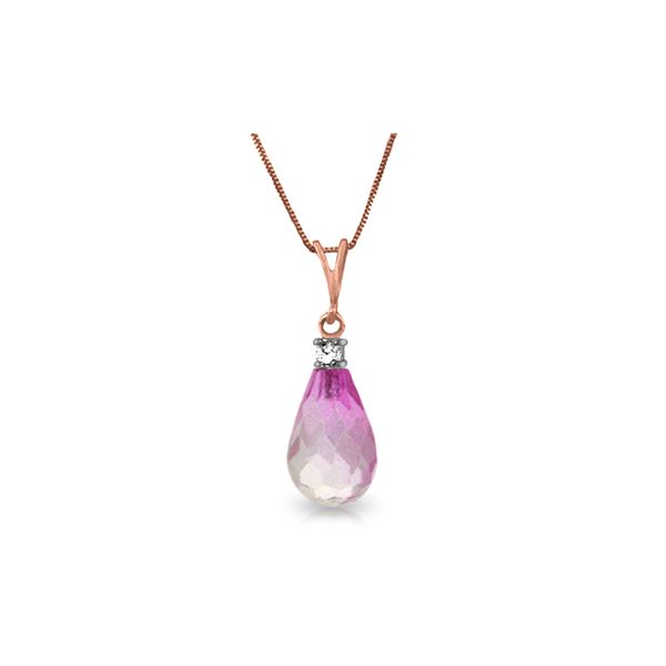 Genuine 2.3 ctw Pink Topaz & Diamond Necklace 14KT Rose Gold - REF-22V8W