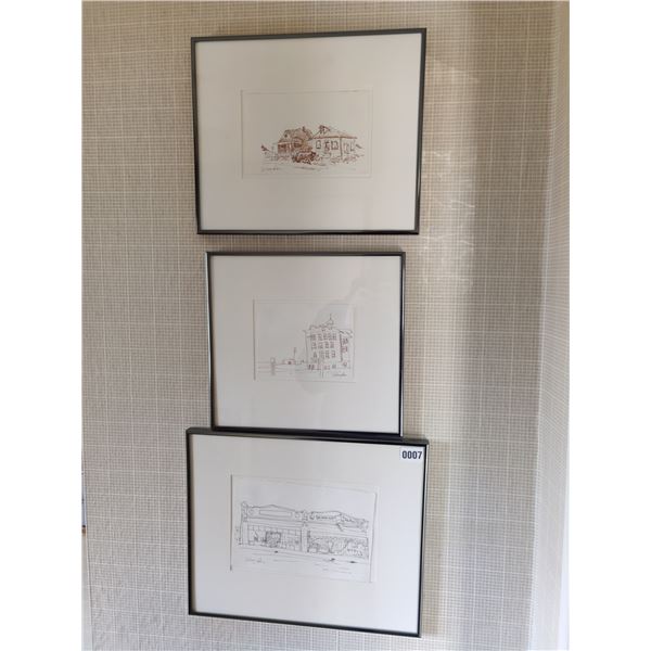 Set of 3 Ink Drawings by Snyder
