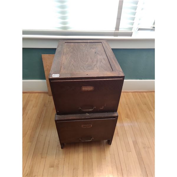 2 Antique Wooden Filing Cabinets