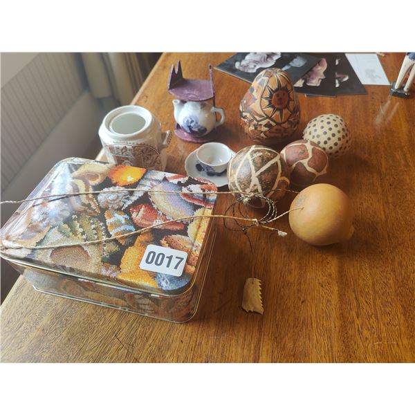 Assorted Porcelain and Decorative Painted Dried Squashes