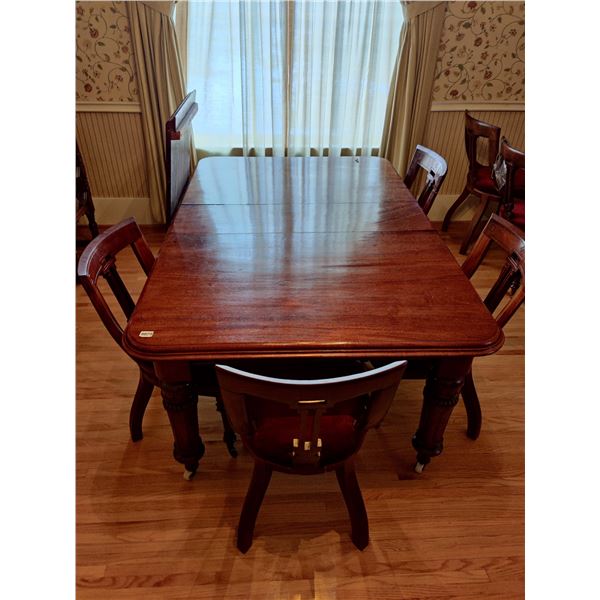 Large Antique Dining Table with 8 Chairs