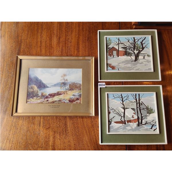 Set of 1 Nature Print and 2 Paintings