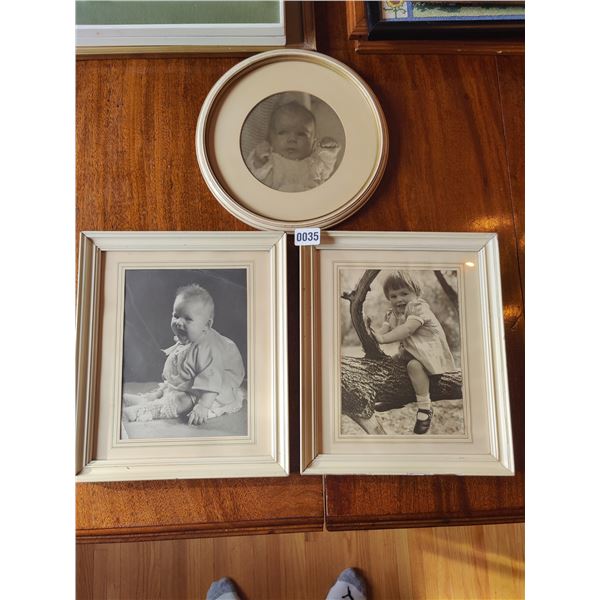 Set of 3 Vintage Baby Photos Framed