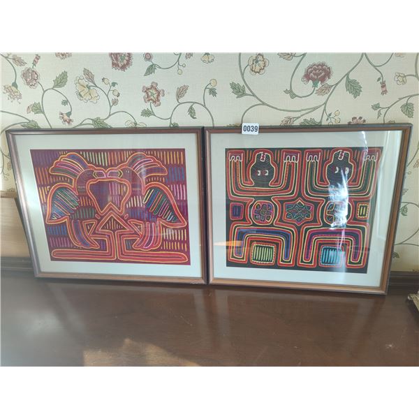 Set of 2 Africa Style Quilted Artworks - Molas
