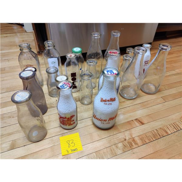 Collection of 22 Assorted B.C and Alberta Antique Milk Bottles
