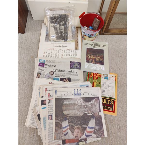 Collection of Retro Newspapers, Toys & Calendars