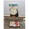 Image 1 : Antique Dairy Clocks (broken), Antique Dairy Crate and 2 Jersey Dairy Crate Pieces