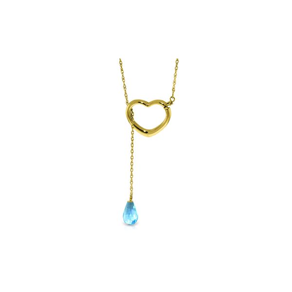 Genuine 2.25 ctw Blue Topaz Necklace 14KT Yellow Gold - REF-32H9X