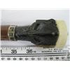 Image 2 : IVORY HANDLED CARVED ELEPHANT TOP WITH STERLING SILVER WRAP, 89cm, CANE