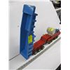 Image 2 : BLUE & RED MULTI WHEELED TIN TRUCK WITH TRAILER, TRAILER DOESN'T FIT