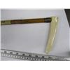 Image 2 : IVORY HANDLED CANE WITH WOODEN SHAFT, COPPER RING, 94cm