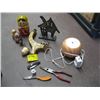 Image 1 : MISC. HORN CRIBBOARD, WOODEN FIGURINES, AROMA DIFFUSER, ETC.