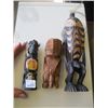 Image 1 : 2 WOODEN CARVED FIGURINE & MOLDED TOTEM POLE