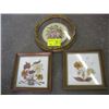 Image 1 : NEEDLEPOINT & 2 SMALL FRAMED LEAF PICTURES