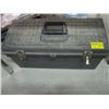 Image 2 : GREY TOOLBOX WITH ASST. ELECTRICAL TOOLS, SOLDERING IRON & SOLDER, ELECTRICAL CONNECTORS, ETC.