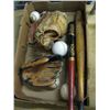 Image 2 : BOX WITH BASEBALL GLOVES, BALLS & BATS