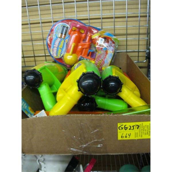 BOX OF ASST. SQUIRT GUNS, ETC.