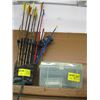 Image 2 : RECURVE BOW, BEN PEARSON GAMESTER 7388, 45LB, WITH ARROWS & CONTAINER OF BROADHEADS