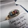 Image 2 : LADIES 14KT RING WITH 5 COLORED STONES & MANY SMALL DIAMONDS, SIZE 5