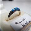 Image 2 : SMALL SILVER .925 RING WITH BLUE STONES, SIZE 6.5