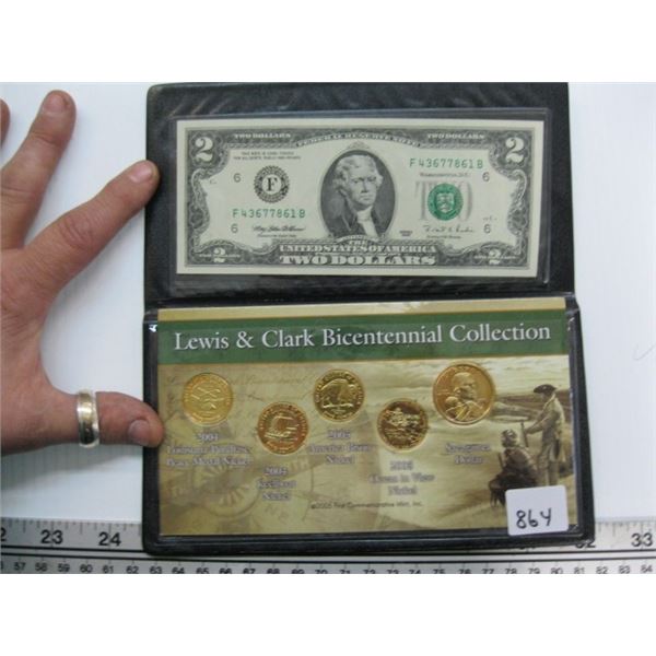 LEWIS & CLARK BICENTENNIAL COIN WITH $2 BILL SET