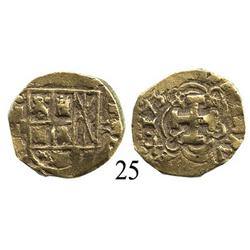 Bogotá, Colombia, cob 2 escudos, 1734, mintmark F to left, assayer M to right.